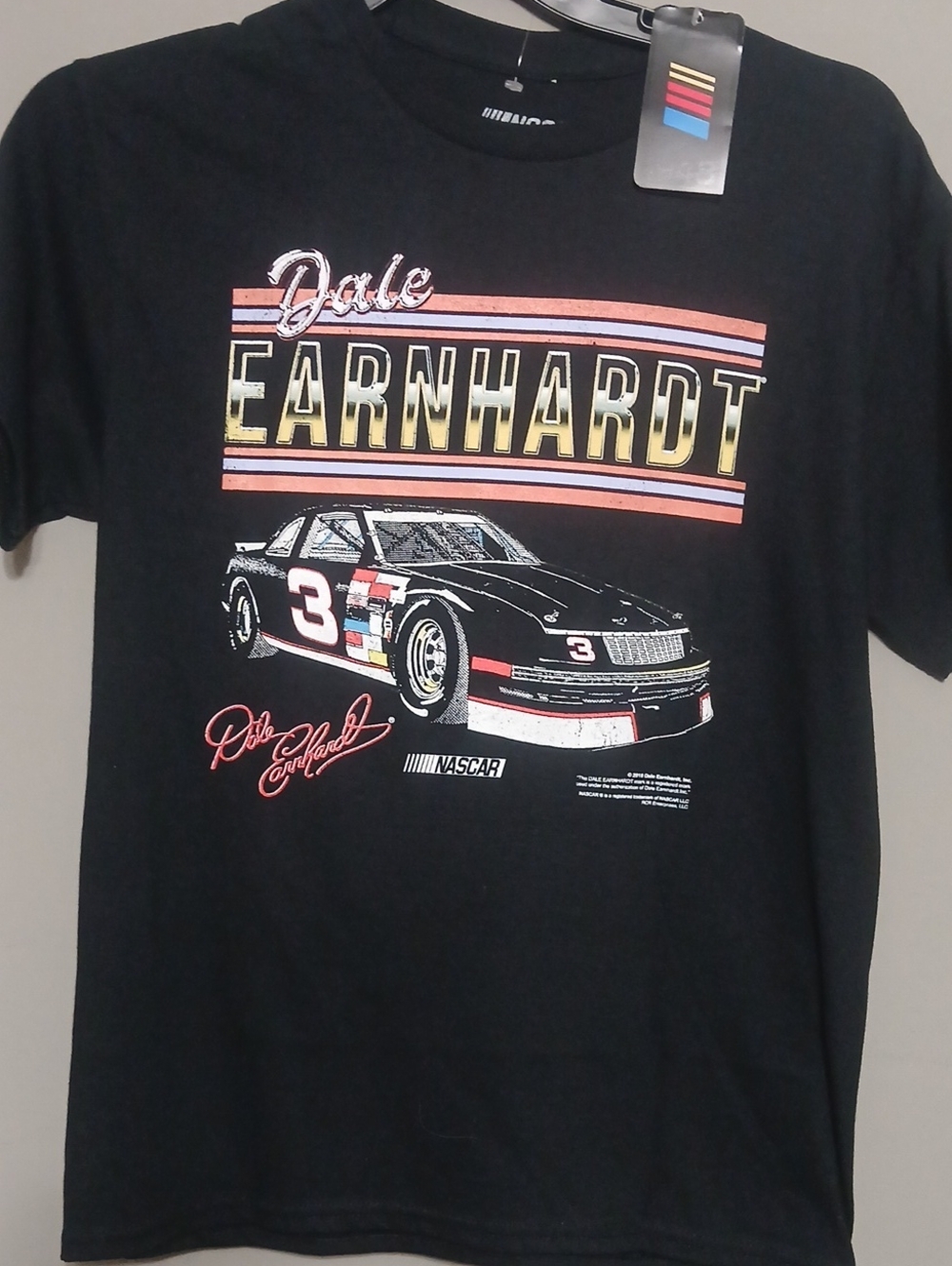 Nascar Dale Earnhardt Black Graphic Short Sleeve Tee with Red & Yellow Accents